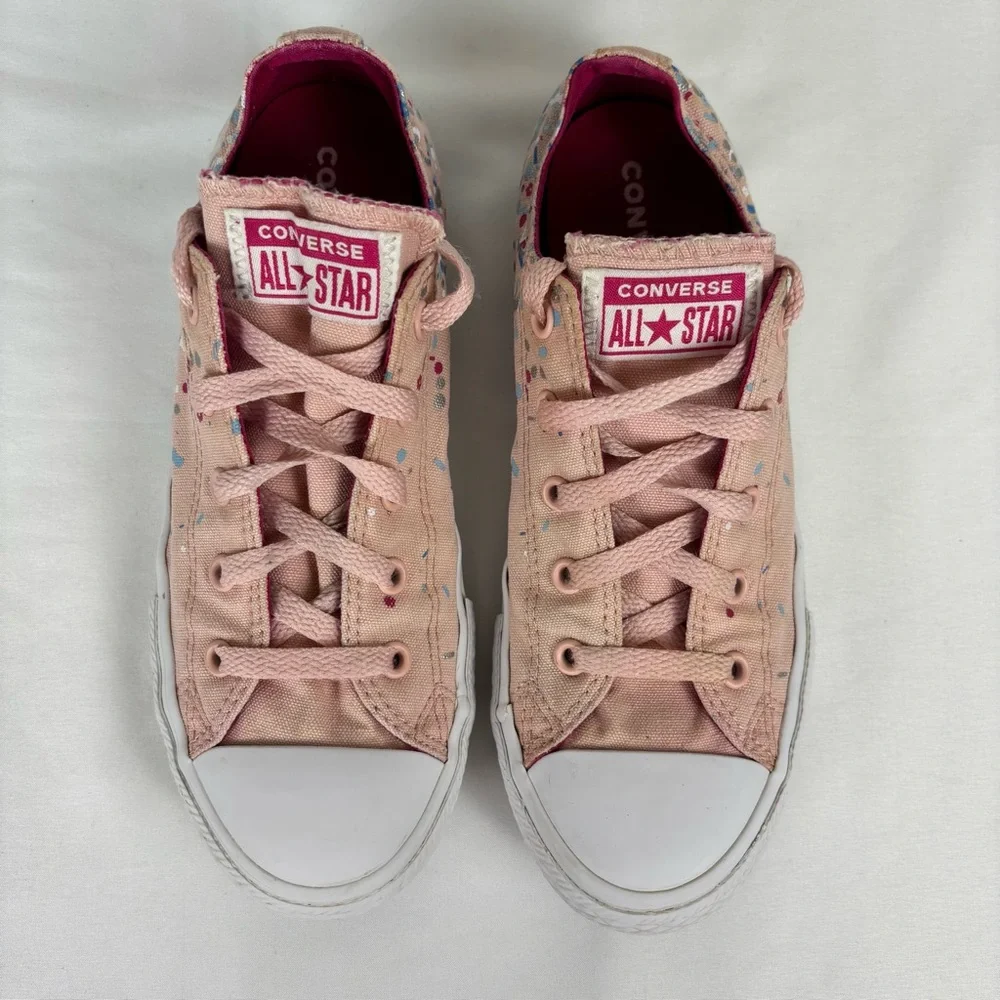 Converse Chuck Taylor All Star Junior Sneakers Confetti Low Top Shoes Pink Sz 4